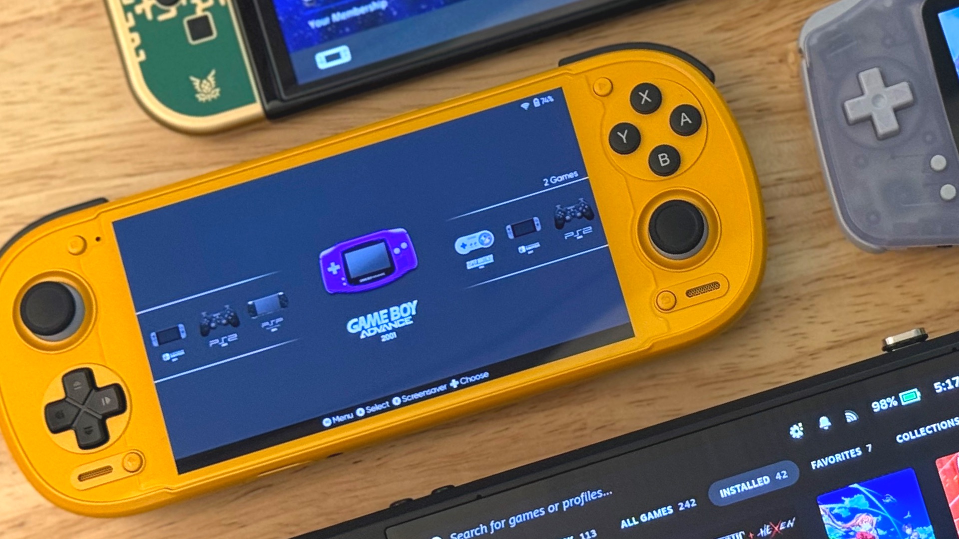 Photo of an emulation launcher with GBA core selected