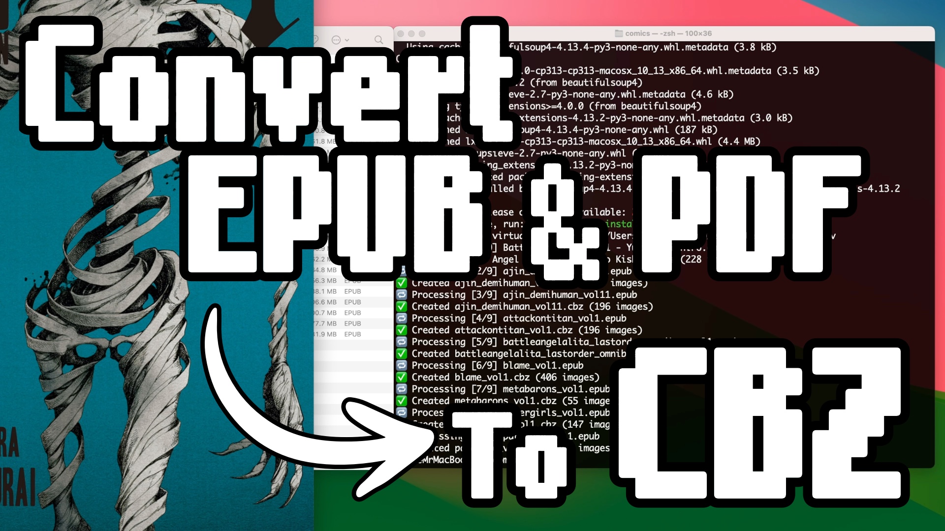 Convert PDF, EPUB, CBR files to&nbsp;CBZ