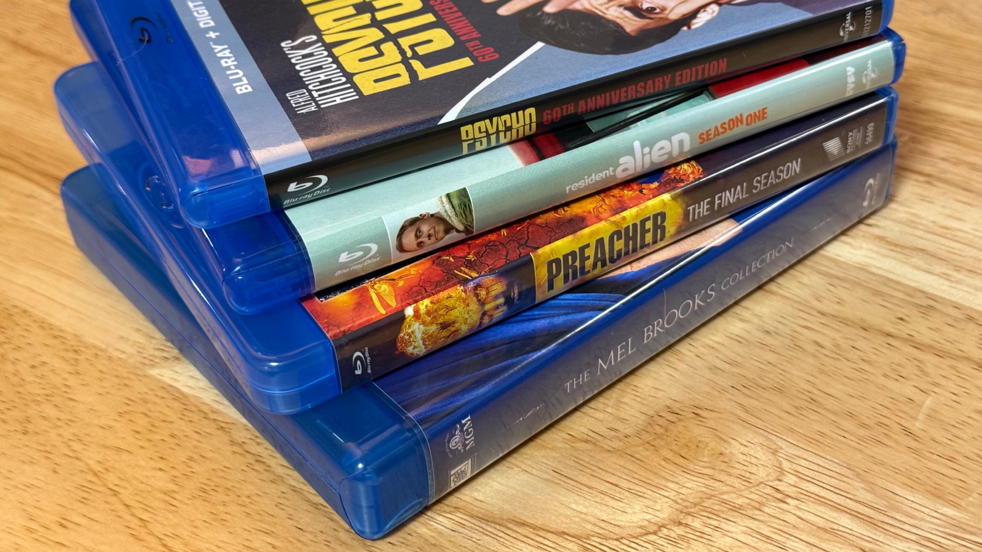 Stack of different sized cases.