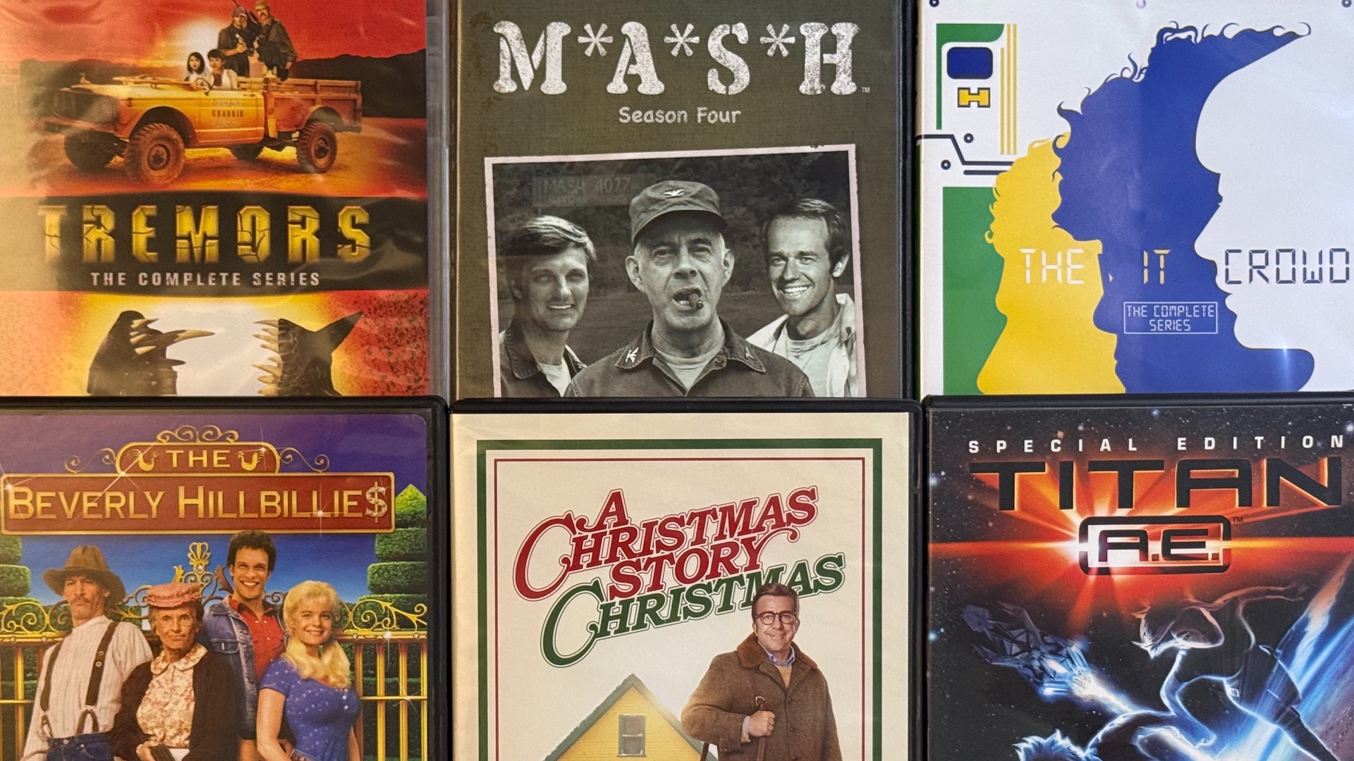 DVD movies and TV: Tremors, MASH, The IT Crowd, Beverly Hillbillies, A Christmas Story Christmas, Titan A.E. 