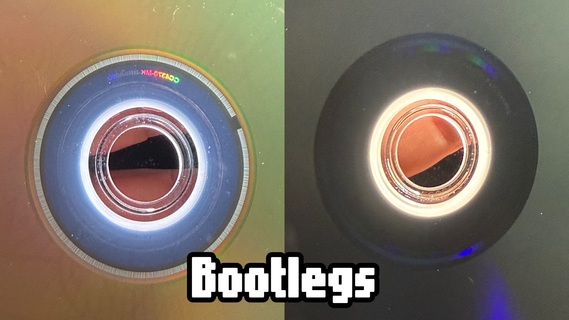 Inner rings of bootleg discs.