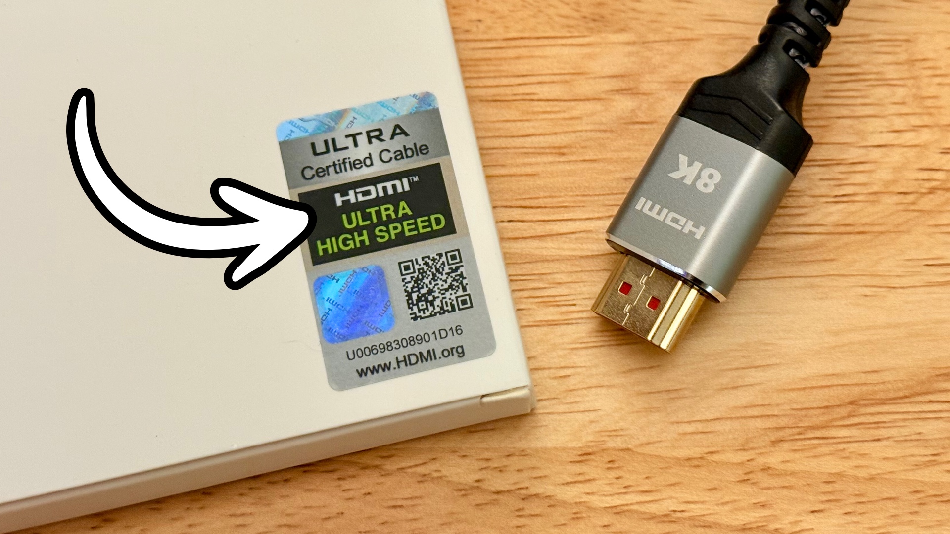An 8K HDMI cable and its box
