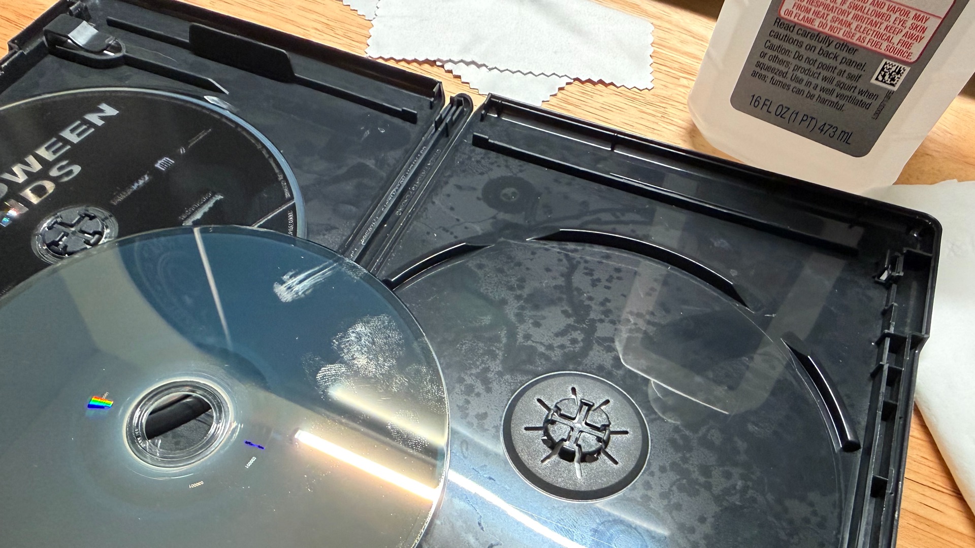 The inside of a case full of the greasing coating
