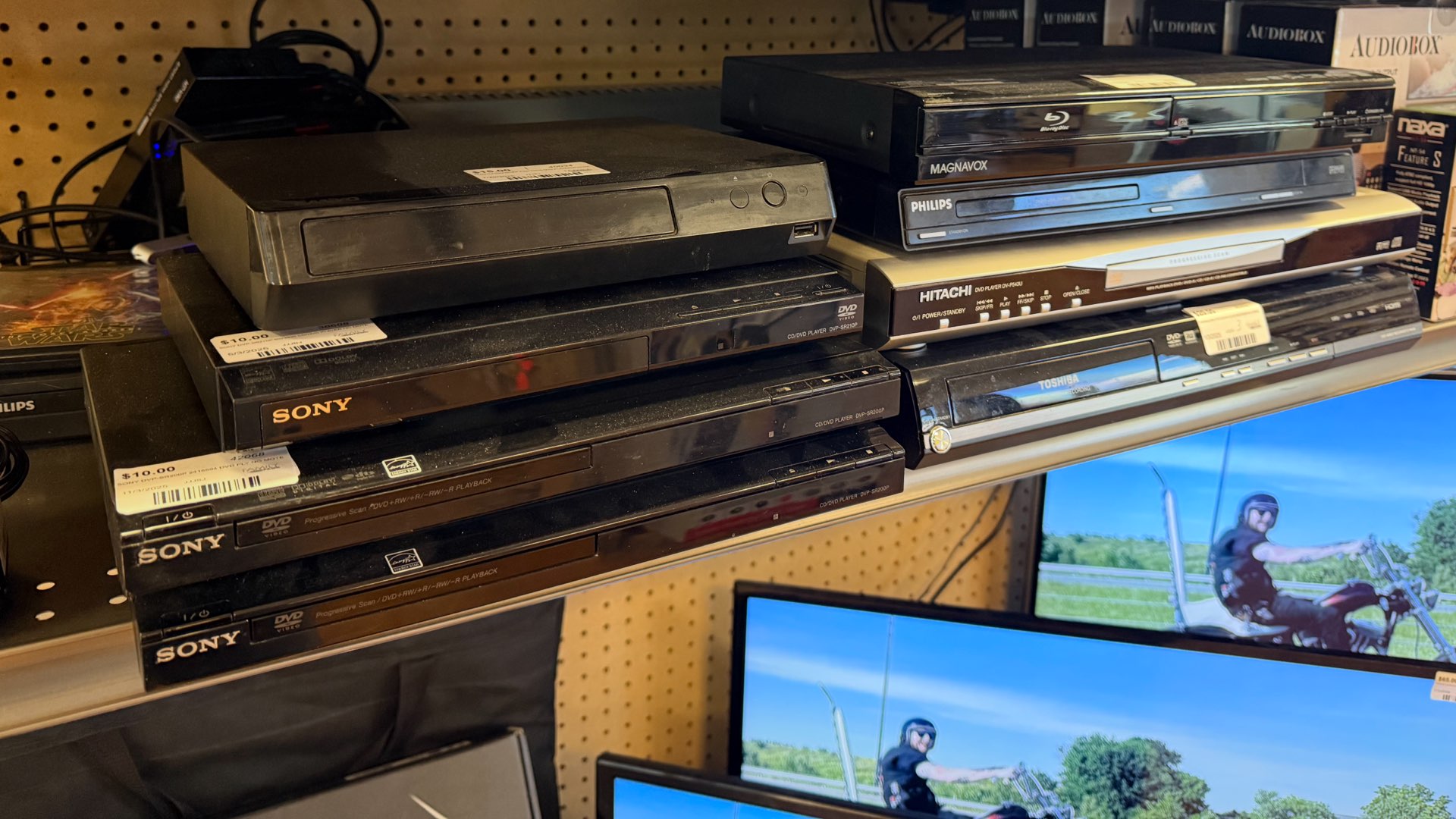 Photo of DVD players at a pawn shop