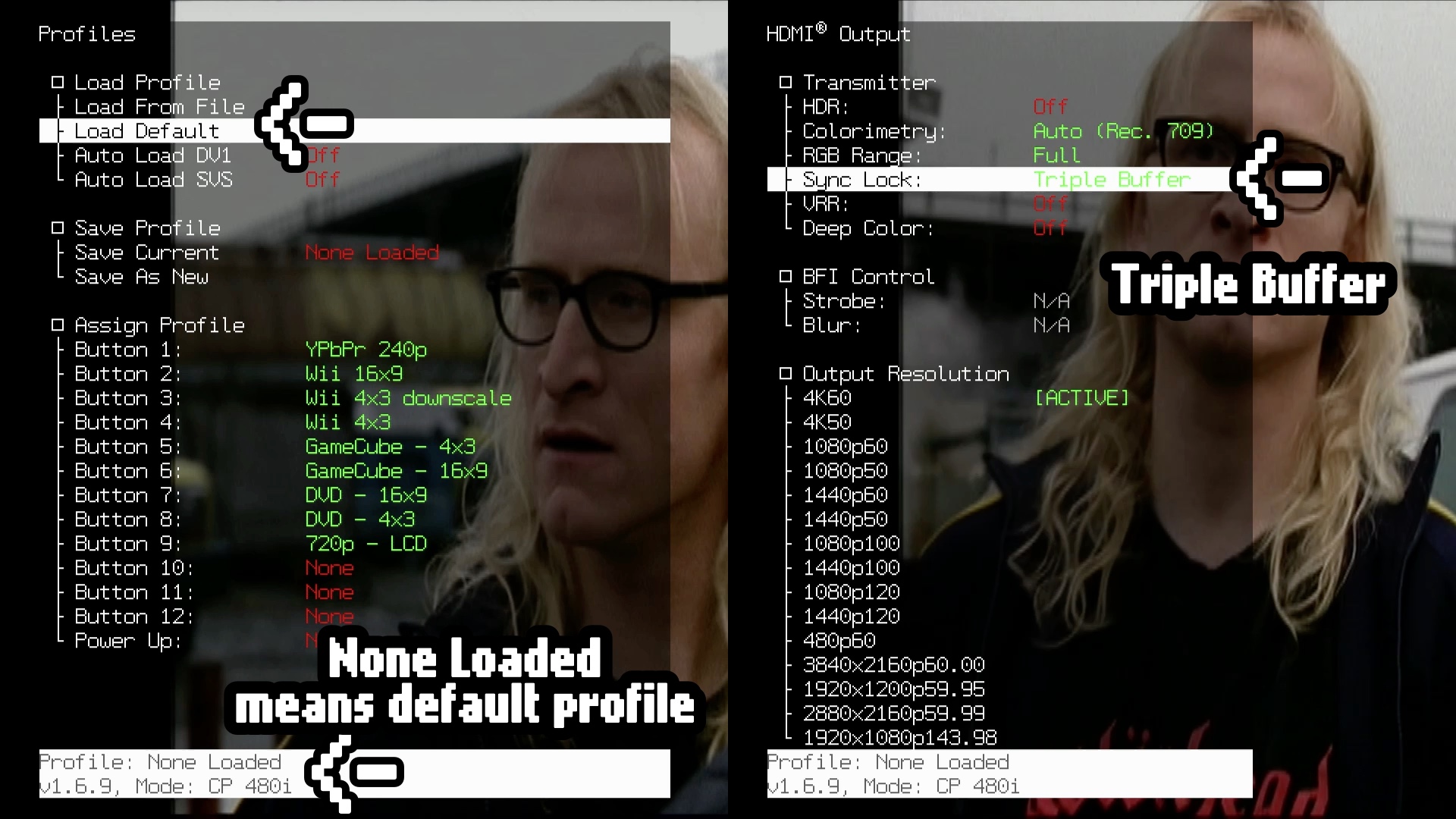 Screenshot of RetroTINK 4K menu