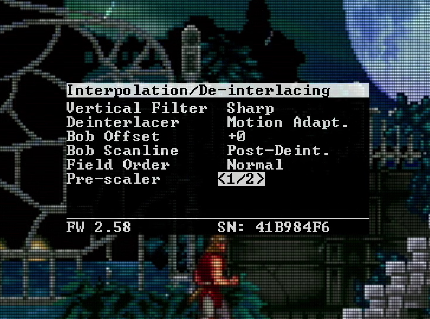 Pre-Scaler settings screen